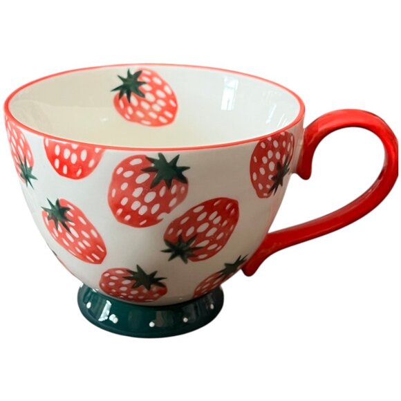 Paper Source Strawberry Oversized Tea Cup Mug Cottagecore - Picture 2 of 11